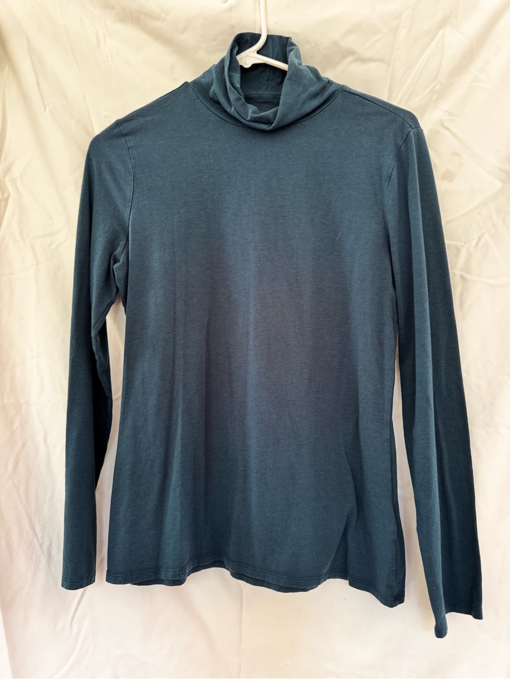 Garnet Hill Teal Blue Cowl Neck Long Sleeve Top Size Medium